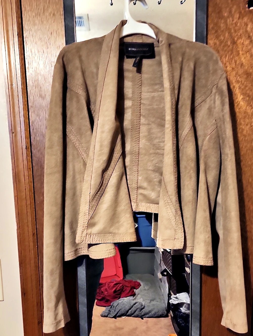 BCBGMAXAZRIA Suede-Style Jacket in Brown Size Medium